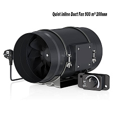 Канальный вентилятор с контроллером скорости Quiet Inline Duct Fan 930 m³ 200мм